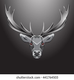 deer head, metal animal logo, horned cloven-hoofed