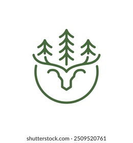 deer head minimalist circle logo design vector