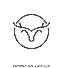 deer head minimalist circle logo design vector