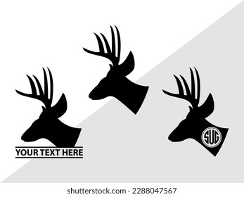 Deer Head Monogram Vector Illustration Silhouette