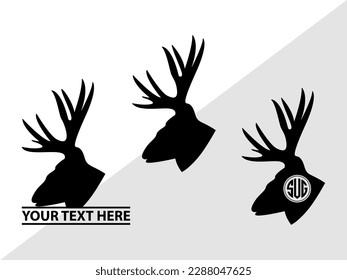 Deer Head Monogram Vector Illustration Silhouette