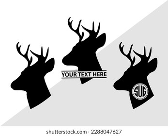 Deer Head Monogram Vector Illustration Silhouette