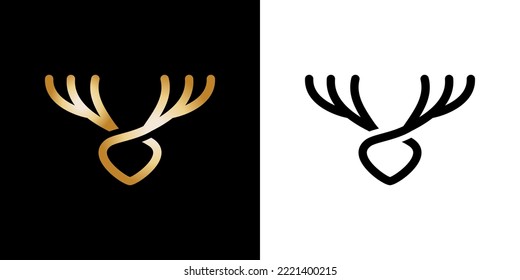 Deer head monoline logo stock vector art illustration design