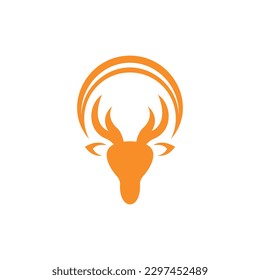 Deer head moon circle creative logo design