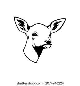 Cabeza de ciervo de color blanco y negro. Ilustración vectorial de una cabeza de ciervo. perfecto para logotipo y símbolo