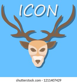 Deer head on a blue background flat