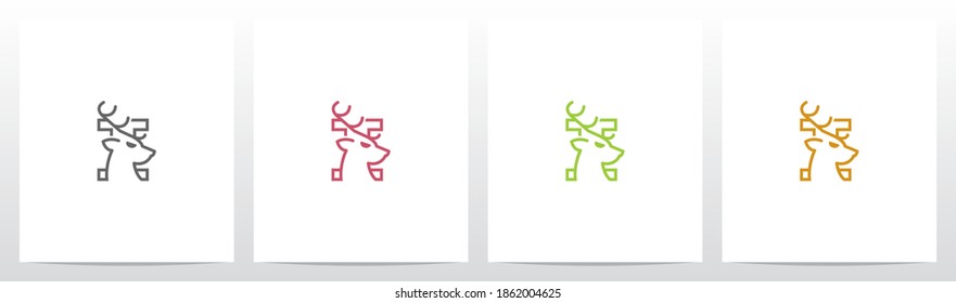 Deer Head On Letter Logo Design I