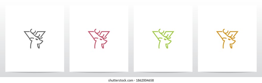 Deer Head On Letter Logo Design Y