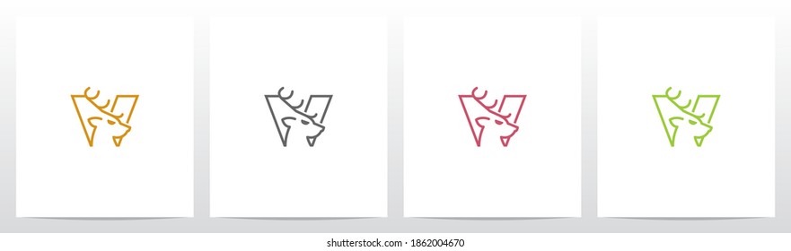 Deer Head On Letter Logo Design V
