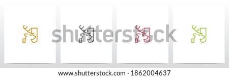 Deer Head On Letter Logo Design J Foto stock © 