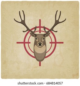 deer head on red target vintage background. vector illustration - eps 10