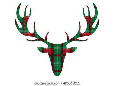 Deer head on tartan backgrounds,Vector illustrations