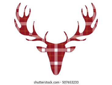 Deer head on tartan backgrounds,Vector illustrations