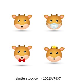 Deer head on white background