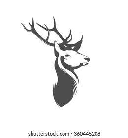 Deer Head on  White Background