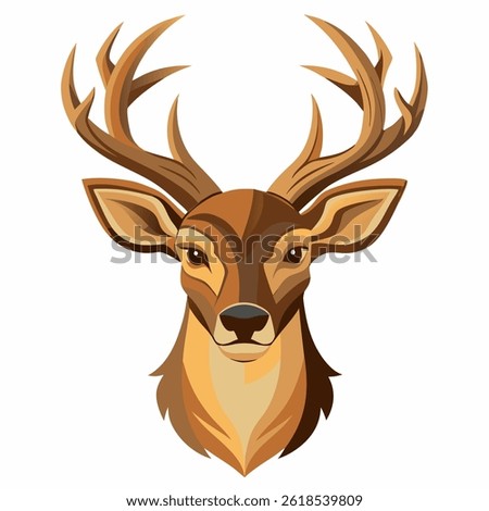 Deer head on white background.