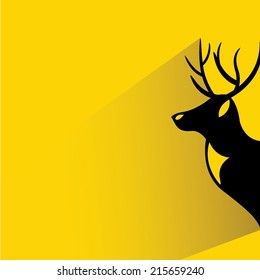 deer head on yellow background, flat and shadow theme design