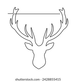 Cabeza de ciervo una línea de arte Continuo una línea de la mano de la cabeza de ciervo dibujo vectorial