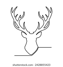 Cabeza de ciervo una línea de arte Continuo una línea de la mano de la cabeza de ciervo dibujo vectorial