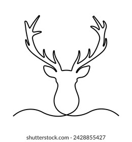 Cabeza de ciervo una línea de arte Continuo una línea de la mano de la cabeza de ciervo dibujo vectorial
