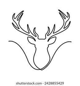 Deer head one line art Continuous one line of deer head hand drawing vector art