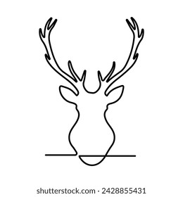 Deer head one line art Continuous one line of deer head hand drawing vector art