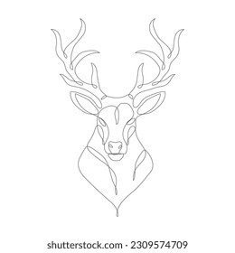 Ilustración del icono de la cabeza de ciervo de una línea. Dibujo de línea continua de la cabeza de ciervo. Resumen del vector gráfico de la cabeza del ciervo de dibujo de una línea. Ilustración del vector