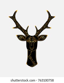 Deer head, with ornament details background 