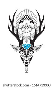 deer head ornament with gem stone