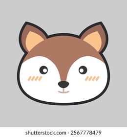 deer head with outline flat vector design.