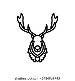 Deer Head Outline Icon, Vector illustration