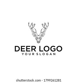 deer head outline logo design abstract vector