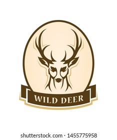Deer head outline silhouette stylized vector badge
