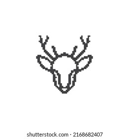 Deer head. Pixel art line icon vector icon illustration