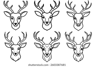 Deer Head png, Deer head Collection, Deer Head Line art