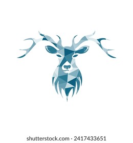 deer head polygon art logo light blue color