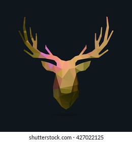deer head, polygon invert portrait illustration