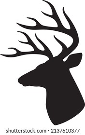 Deer head profile black and white. Vector illustration.