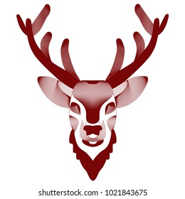 A deer with a head. Red outline on a white background