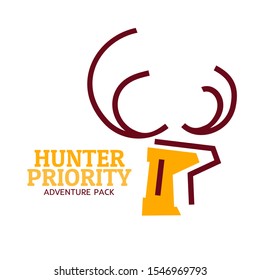 Deer Head in Red Yellow hunter priority forest logo concept design illustration