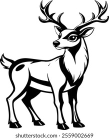 deer head, reindeer head, elegant, floret, leaf, antler, christmas
