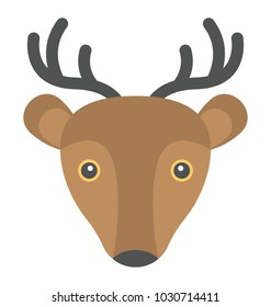 
Deer head, reindeer flat vector icon
