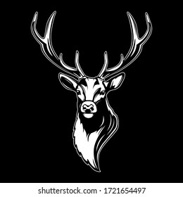 Deer Head. Reindeer Head Isolated Vector Illustration. Wild Animal. Hunting Logo.