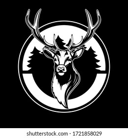 Deer head. Reindeer head isolated vector illustration. Wild animal. Hunting logo.