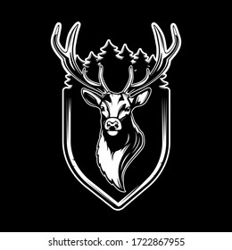 Deer head. Reindeer head isolated vector illustration. Wild animal. Hunting logo.