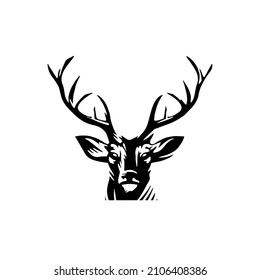 Deer head. Reindeer head isolated vector illustration. Wild animal. Hunting logo.