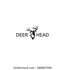 Deer Head, Reindeer Head Isolated White Background Vector Illustration Hunting Logo