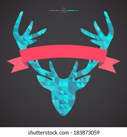 Deer head with ribbon