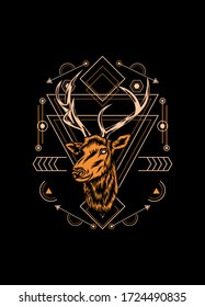 Deer head with sacred geometry pattern for t shirt design