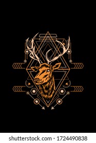 Deer head with sacred geometry pattern for t shirt design